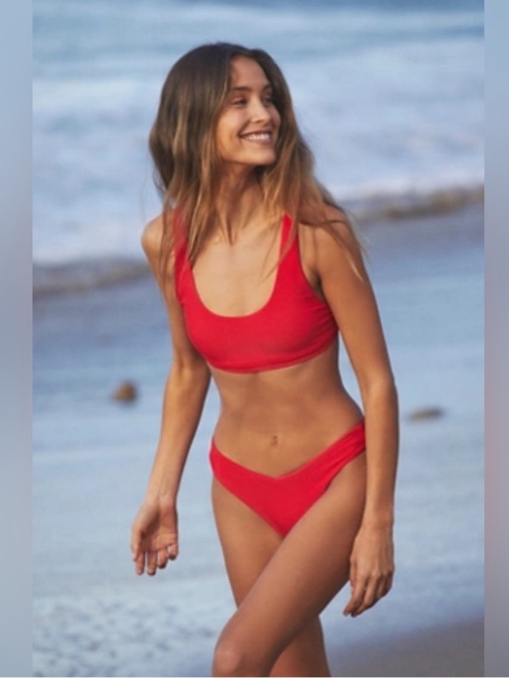 Beach Riot Peyton Top & Vanessa Bottom Bikini Set in Holiday Red NEW S & M